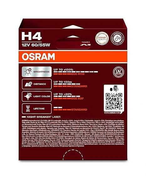 Osram H4 Night Breaker Laser Headlamp (12V, 60/55W)