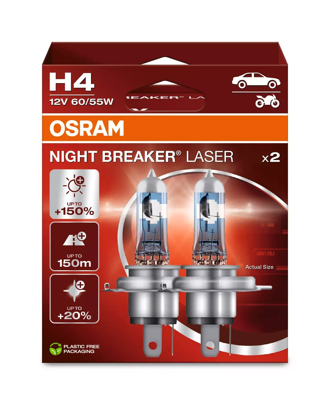 Osram H4 Night Breaker Laser Headlamp (12V, 60/55W)