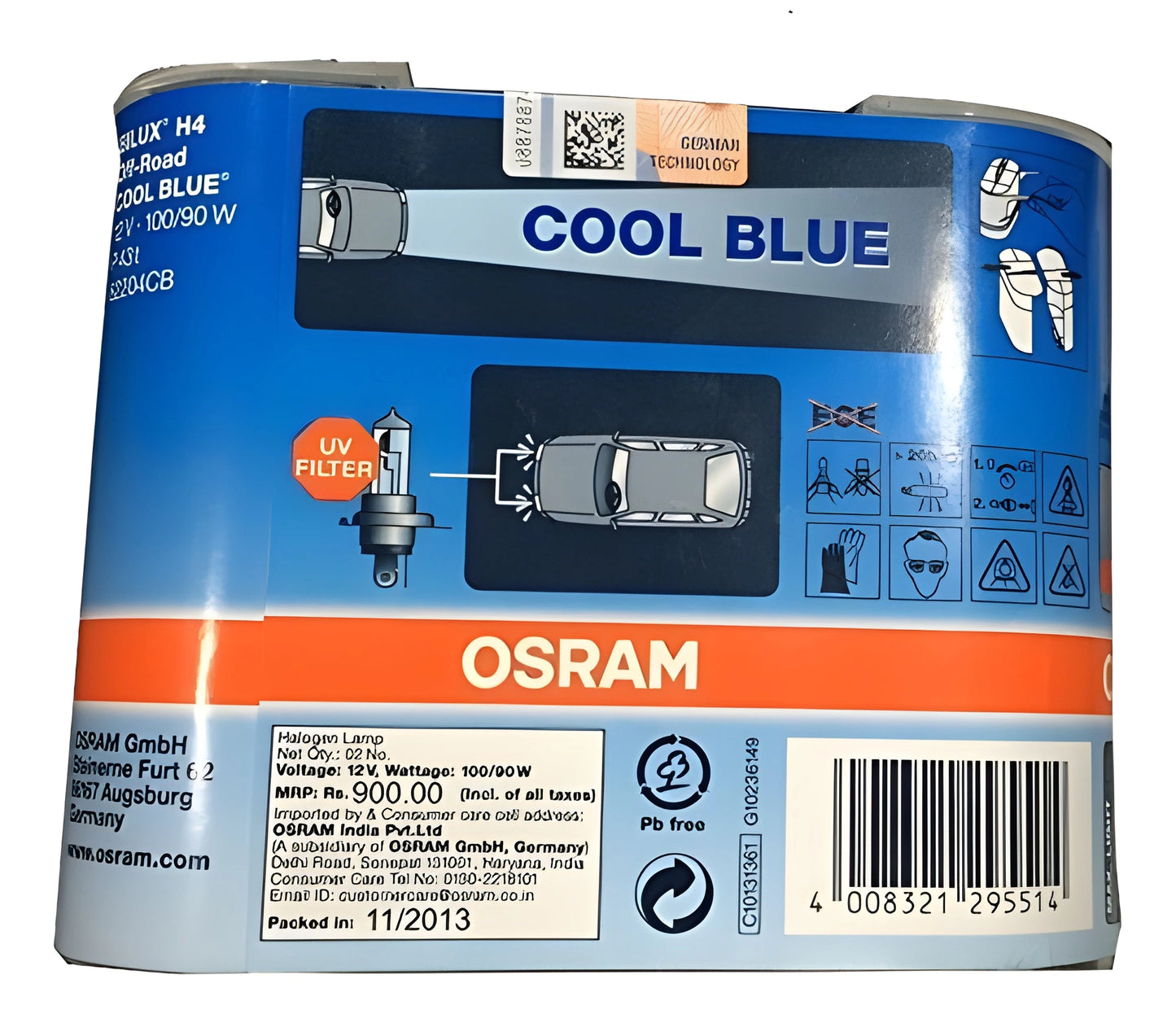 Osram H4 100/90W P43T Xenon Light Bulb (Cool Blue) - 62204CB